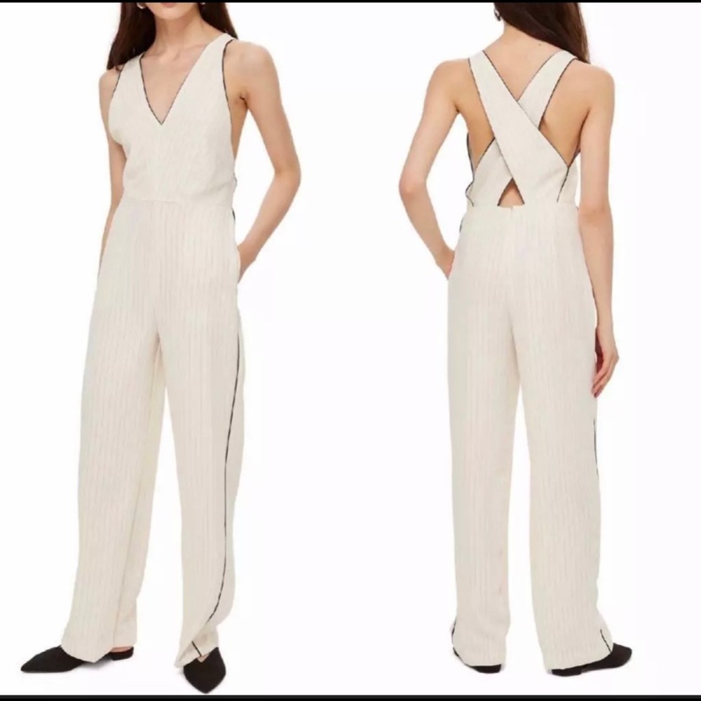 TOPSHOP cream & black pinstriped jumpsuit - Picture 5 of 5
